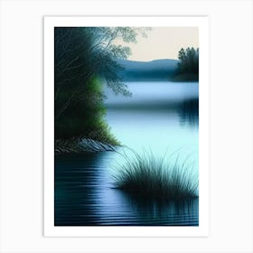 Lake Waterscape Crayon 2 Art Print