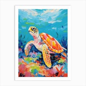 Colourful Sea Turtles In Ocean 2 Art Print