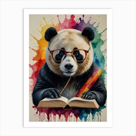 Panda Bear Reading Book 1 Art Print