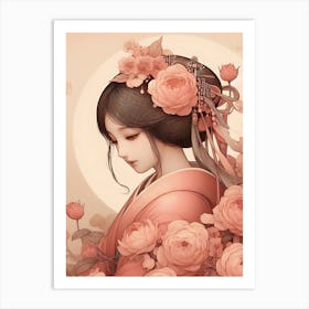 Japan Traditional Geisha Illustration By Ad 19 Art Print