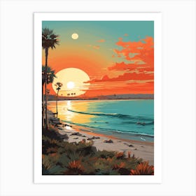 Coronado Beach San Diego California, Vibrant Painting 1 Art Print