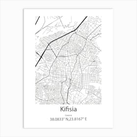 Kifisia,Greece Minimalist Map Art Print