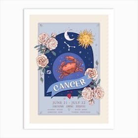Zodiac Sign Cancer Art Print