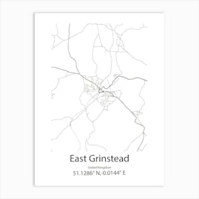 East Grinstead,United Kingdom Minimalist Map Art Print