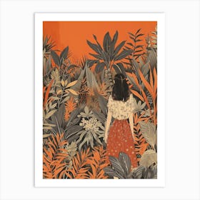 In The Garden Orange 2 Art Print