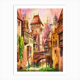 Watercolor Of A City 1 Art Print