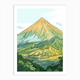 Mount Apo Philippines Color Line Drawing (4) Art Print