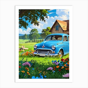 Old Car In The Garden Art Print