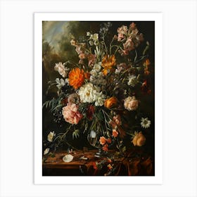 Baroque Floral Still Life Everlasting Flowers 4 Art Print