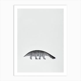 Dakosaurus Black & White Drawing Art Print