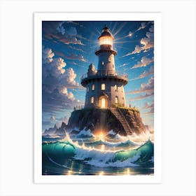 A Lighthouse In The Middle Of The Ocean 67 Art Print