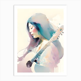 Womanwatercolorguitar Art Print