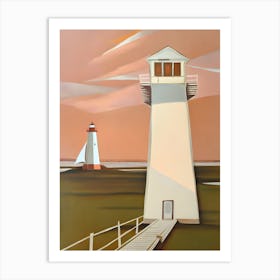 Lighthouse At Sunset Art Print