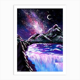 Galaxy Mountains Art Print