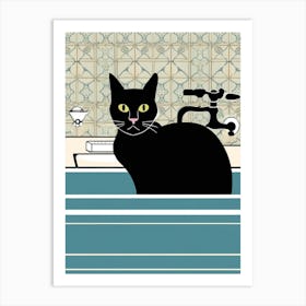 Black Cat In Bathtub 4 Art Print