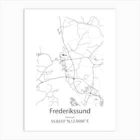 Frederikssund,Denmark Minimalist Map Art Print