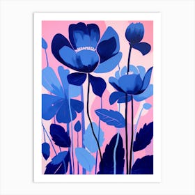 Blue Flower Illustration Cyclamen 1 Art Print