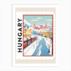 Retro Winter Stamp Poster Budapest Hungary Art Print