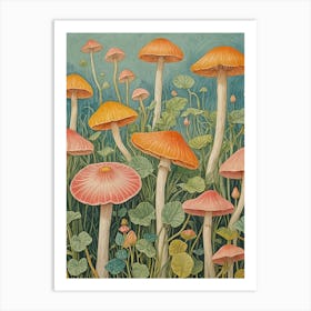 Orange Mushrooms Art Print