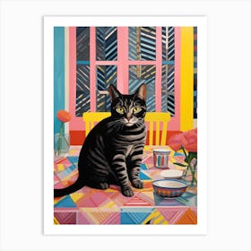 Cat At The Table Art Print