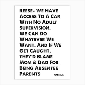 Malcolm In The Middle, Quote, MAlcolm, We Have Access To A Car, Wall Art, Wall Print, Print, Art Print
