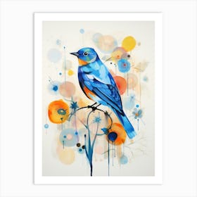 Bird Painting Collage Bluebird 4 Art Print