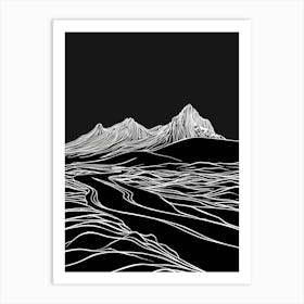 Beinn Mhanach Mountain Line Drawing 4 Art Print