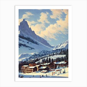 Tignes, France Ski Resort Vintage Landscape 2 Skiing Poster Art Print