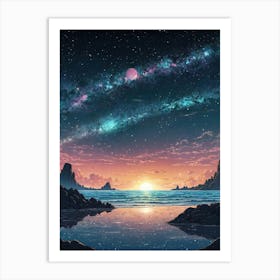 Moon And Stars 2 Art Print