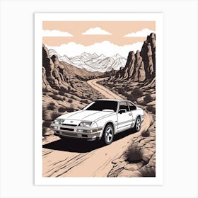 Toyota Supra Desert Drawing 3 Art Print