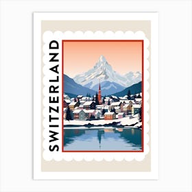 Retro Winter Stamp Poster Lucerne Switzerland 1 Art Print
