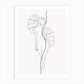 Line Art Woman Body And Leaf 9 Art Print