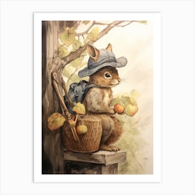 Storybook Animal Watercolour Squirrel 3 Art Print