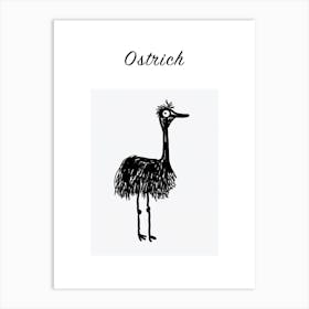 B&W Ostrich Poster Art Print