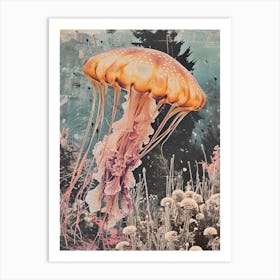 Jellyfish Retro Collage 2 Art Print