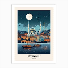 Winter Night  Travel Poster Istanbul Turkey 2 Art Print