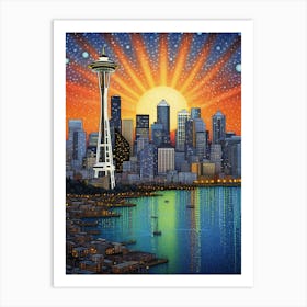 Seattle Washington Pointillism 12 Art Print