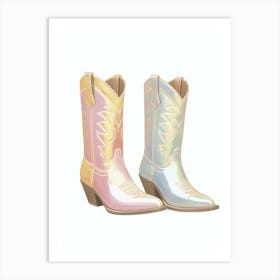 Cowgirl Boots Pastel 4 Art Print