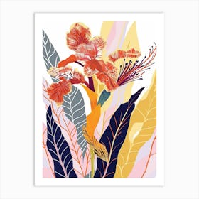 Colourful Flower Illustration Celosia 4 Art Print