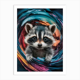 Raccoon In A Swirl Art Print