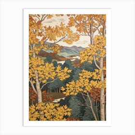 River Birch 4 Vintage Autumn Tree Print  Art Print