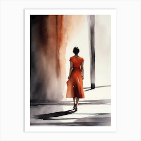 Woman In Red Dress Art Print