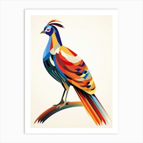 Colourful Geometric Bird Pheasant 1 Art Print