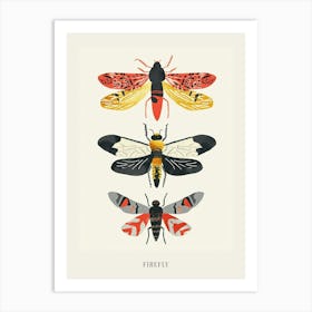 Colourful Insect Illustration Firefly 3 Poster Art Print