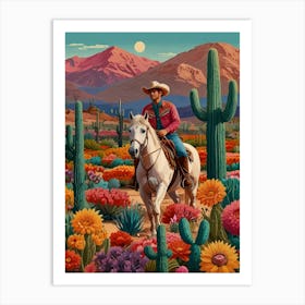 Cowboy In The Desert 13 Art Print