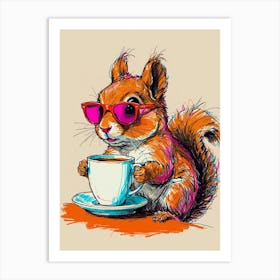 Squirrel In Sunglasses Canvas Print Art Print