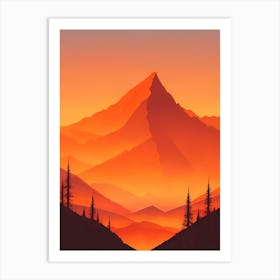 Misty Mountains Vertical Composition In Orange Tone 68 Art Print