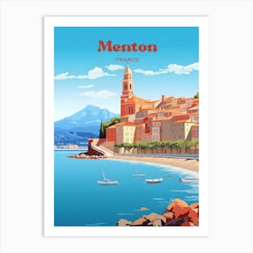 Menton France Vacation Travel Art Illustration Art Print