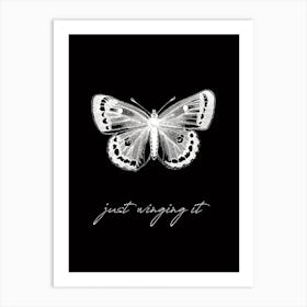 Just Winging It - Black Art Print