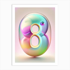 8, Number, Education Bubble Rainbow 1 Art Print